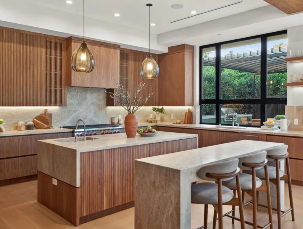 Luxury kitchen remodeling project by WW Builders in Cupertino, California featuring custom island