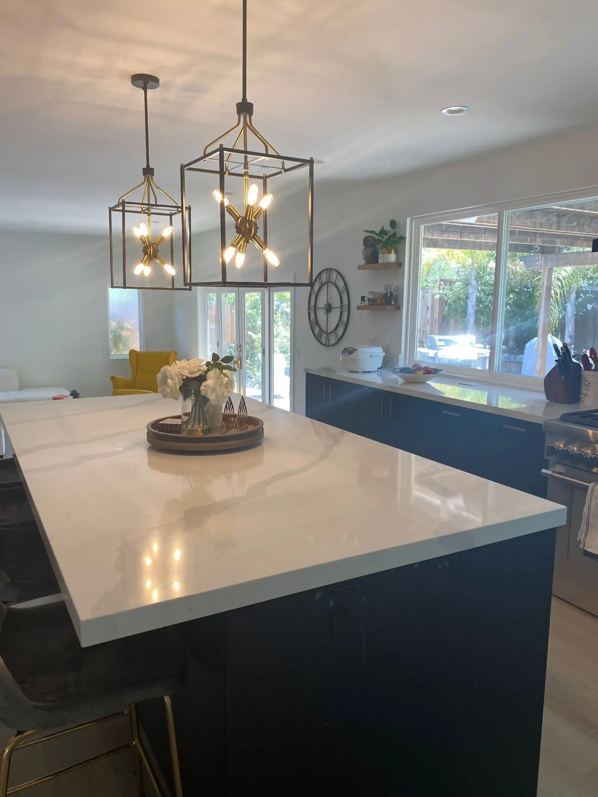 Luxury kitchen remodeling project by WW Builders in Los Altos, Silicon Valley, California featuring custom cabinetry and designer lighting