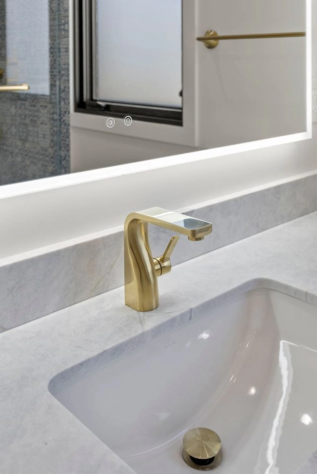Premium bathroom fixture detail from a bathroom remodeling project by WW Builders in Silicon Valley, California
