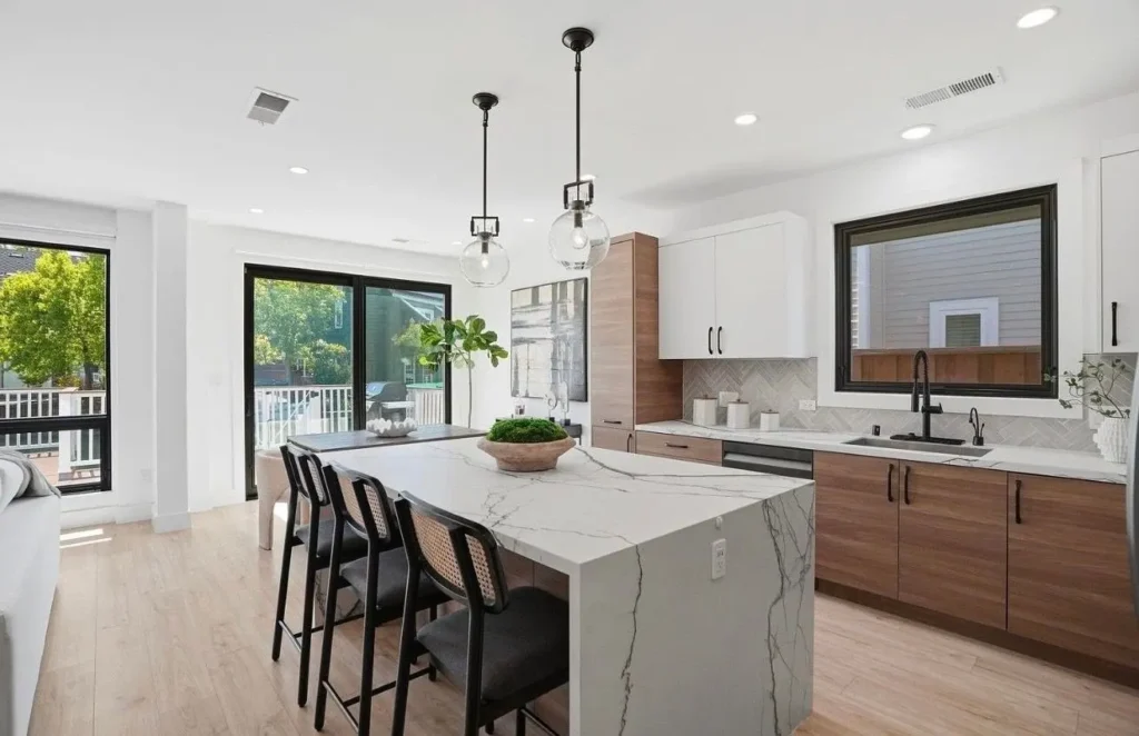 Open concept kitchen remodeling project by WW Builders in Los Altos, California