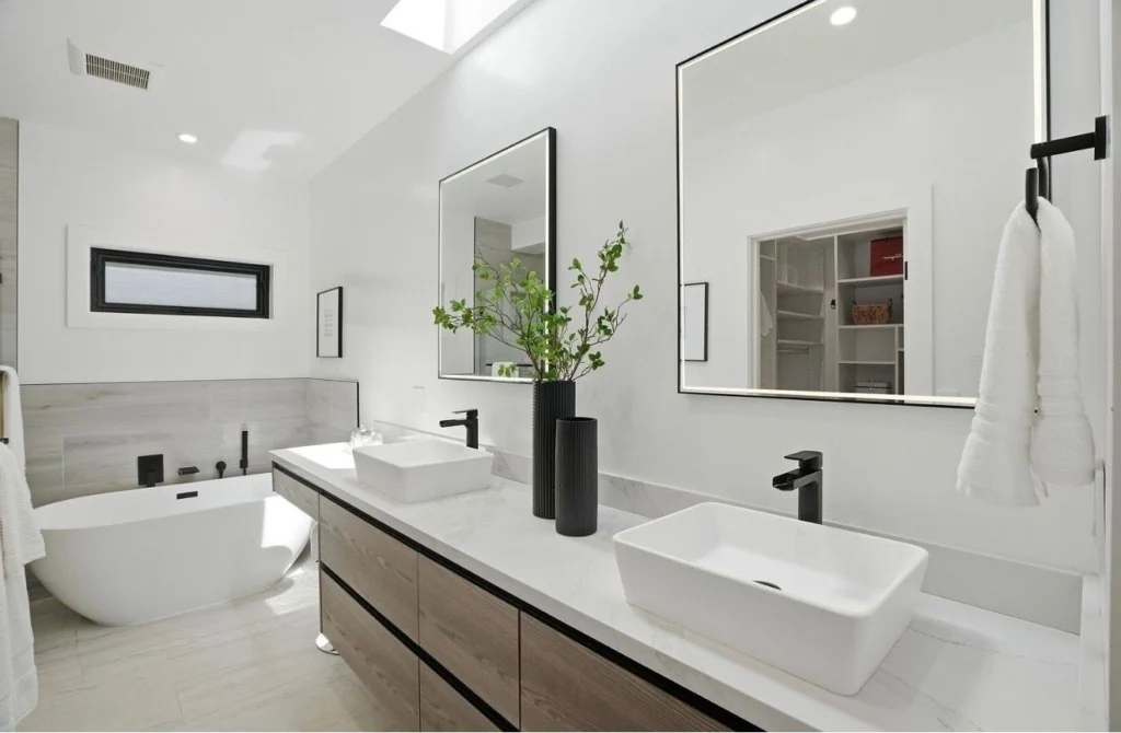 Custom bathroom vanity remodeling project by WW Builders in Palo Alto, Silicon Valley, California