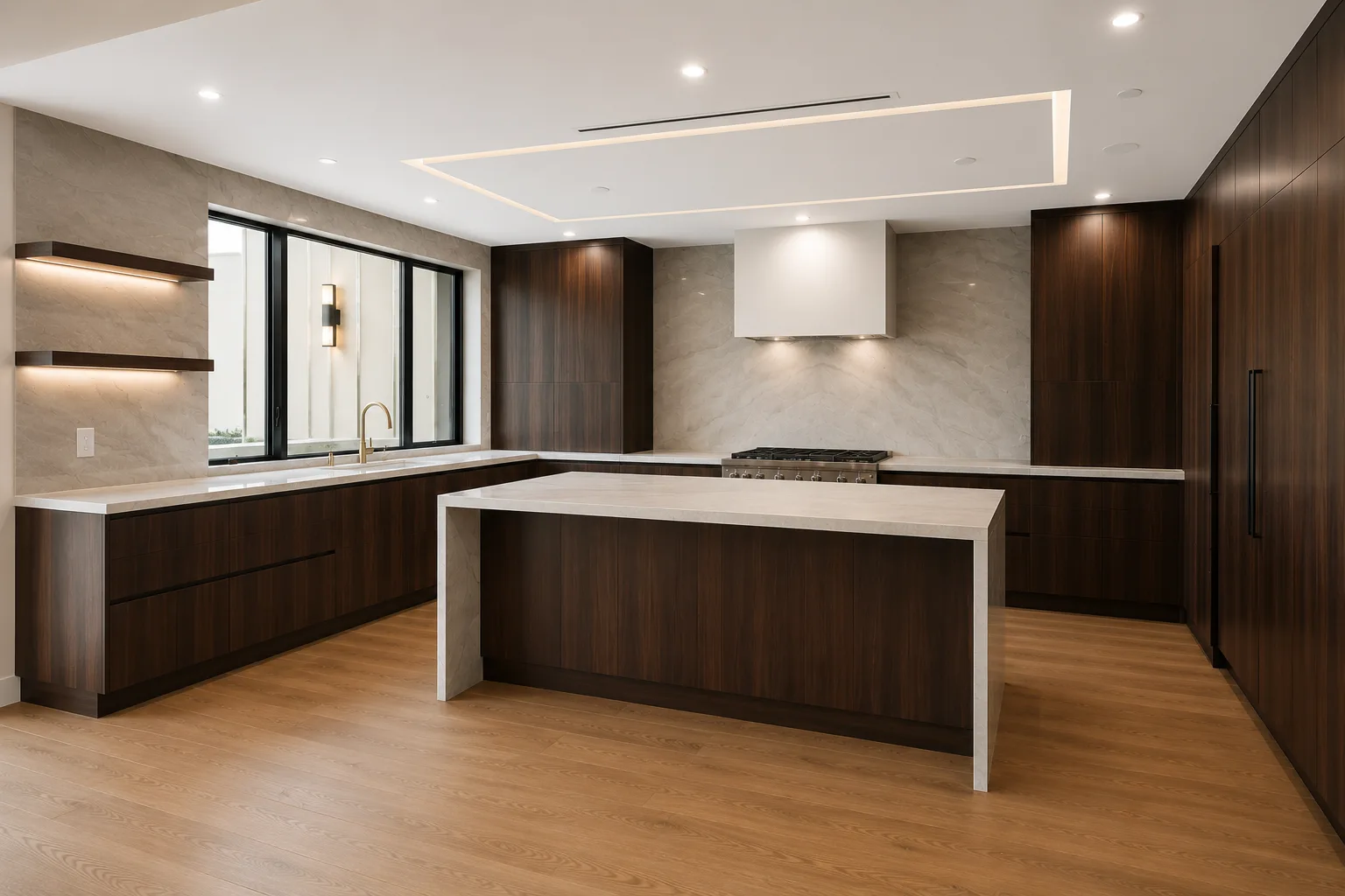 3D kitchen design rendering for a custom home remodeling project in San Jose, Silicon Valley, California