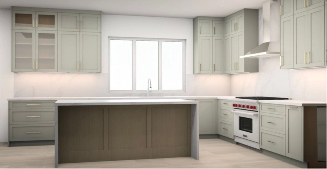 3D kitchen remodeling rendering created for a Silicon Valley custom home renovation project